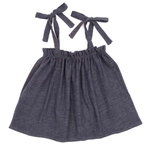 Girls Denim Crepe shoulder strap top